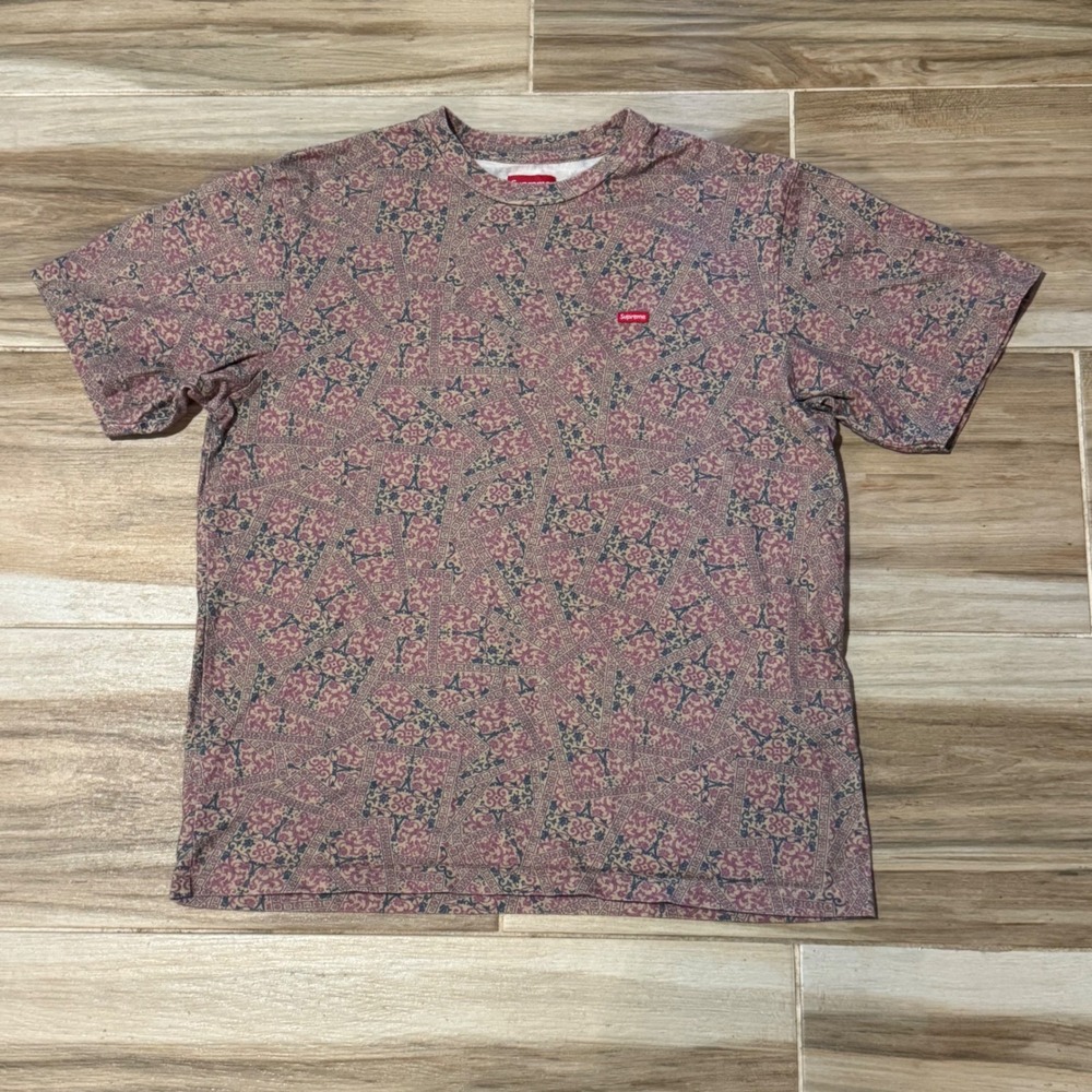 Supreme Small Box Tee Khaki Floral Cards FW21 Size S All-Over Print Shirt